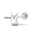 Zilveren G23 titanium martini-stud met heldere zirkoon en platte achterkant labret - Martini Glas Stijl (T2511-1#) / Zilver