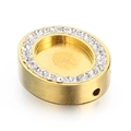 Support pendentif ovale doré avec bordure en strass pour création de bijoux - Ovale (KLJ4093-Z)