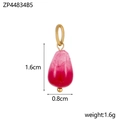 Pear-shaped pink stone pendant with dimensions of 1.6cm by 0.8cm and 1.6g weight info - Fuschia