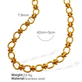 Collier chaîne dorée en acier inoxydable de 7,9mm avec longueur ajustable de 42cm+5cm - 42cm+5cm / Collier Or