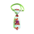 Green Easter pet necktie featuring cartoon bunny print and adjustable elastic strap - Light Green Letter Print