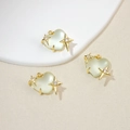 Light green heart-shaped resin pendant with gold star accents and cubic zirconia - Light Green