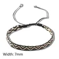 Handgefertigtes 7mm Boho-Webarmband mit Fischgrätmuster und verstellbarer Kordel - KZ-0078 Armeegrün Kaffee Welle