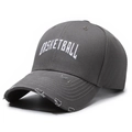 Dunkelgraue Baseballkappe mit Basketball-Stickerei und Used-Look am Schirm für Damen/Herren - Grau