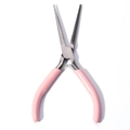 Mini jewelry long nose pliers with pink non-slip handle and steel blade for DIY crafts - Long Needle Nose Pliers