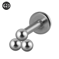 Solid G23 titanium labret stud with a three-ball trinity top design in silver finish - G23 Titanium 1.2*6mm