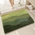 Tappeto da bagno assorbente con sfumatura verde bosco e retro antiscivolo - 40*60cm / Campi Verdi e Montagne