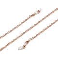 Golden delicate chain eyeglass strap with white anti-slip silicone loops and metal coils - Gold