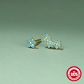 Elegant S925 sterling silver snowflake earrings with gold plating and blue crystals - Single Gold Petal Style (单只金色#1)