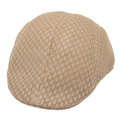 Classic hollow mesh ivy cap in beige lace with solid color flat top design for men - Adjustable / Khaki