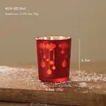 Photophore de Noël en verre rouge avec flocons dorés sur socle en bois et neige - 5.5*6.5cm / Style flocon de neige rouge (HG18-822)