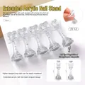 Detail of 5-piece heart-shaped nail tip stands with magnetic bases in sparkling acrylic - Clear Glitter Heart Style (JT-12)