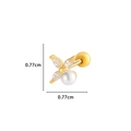 Golden flower cartilage stud earring featuring pearl and marquise crystals, 0.77cm size - 3# Gold