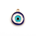 Golden Evil Eye jewelry pendant with blue enamel inlay and hanging ring for DIY charms - 10pcs Gold Base Irregular Round Evil Eye Pendants