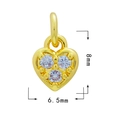 18K gold plated heart pendant with three clear gems, dimensions 8mm by 6.5mm - Gold - Heart 545