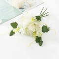 Elegant white faux bouquet featuring peonies and roses for wedding decor and home styling - White