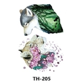Waterproof temporary tattoos featuring colorful wolf with forest and lion with pink flowers - Th-205 / 210*148mm
