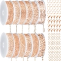 Set da 12 rotoli di catene per gioielli in oro rosa con chiusure e anelli aperti - Placcato Oro Rosa Combinazione 3