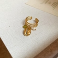 Adjustable 18k gold plated stainless steel ring with shell, pearl and green star charms - Shell Star Pearl Charm Gold Open Ring (15#)