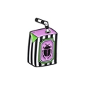 Beetlejuice Saftbox Emaille Pin mit schwarzem Käfer und lila Hintergrund auf Metallnadel - Gestreifter Käfer Saftbox Stil (QHXZ1355)