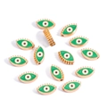 Golden alloy 10mm evil eye beads with green enamel finish for jewelry making - Eye / Green