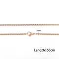Rose gold 2mm stainless steel box chain necklace, 60cm length with lobster clasp - 2MM Width / 60CM Length / Rose Gold