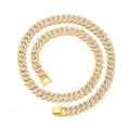 Collar cubano hip hop dorado totalmente incrustado con diamantes sintéticos blancos - Oro 9mm*20inch Cadena Cubana