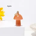 Mini mushroom pendant handcrafted from natural orange agate with a gold ring - Agate