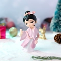 Cute cartoon girl figurine in pink and white Hanfu traditional Chinese dress - 1142-3 Small Pink Skirt with Cat