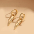 Orecchini a cerchio dorati a forma di fulmine con zirconi in stile retrò francese - Stile Fulmine (ES2550-3)