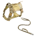 Tactical dog harness and bungee leash set in khaki nylon for medium to large breeds - L / Harness And Leash Set / Khaki