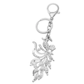 Elegante portachiavi a pavone con strass scintillanti e anello in metallo argentato - Argento