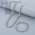 Set catena NK cubana da 7mm in acciaio inossidabile argento con dettagli taglie - Bracciale 20CM / Catena Curb Texturizzata a Bordo Lunga Acciaio