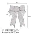Christmas silver glitter bow decoration, 18x23x5cm sparkling ornament for trees - Silver