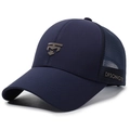 Cappellino trucker blu navy da uomo con tessuto traspirante e logo 3D per l'estate - Regolabile / Blu Navy (K-267)