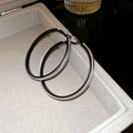 Close-up of geometric round leopard print earrings with silver glitter and black inner coating - 3# Hoop - Silver