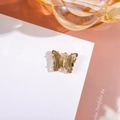 Amber crystal butterfly pendant with gold frame and sparkling crystals for DIY jewelry - Light Gray