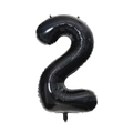 Detail of 40-inch black number 2 foil balloon with reflective metallic finish for parties - Black Style 2