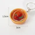 Miniature braised pork noodle bowl keychain in gold finish, 3cm resin food model - 3cm Gold Bowl-No.19 (Keychain)