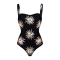 Costume intero nero da donna con vivaci ricami di paillettes a forma di raggio di sole - S / Costume da Bagno Intero a Stella Singolo