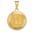 Gold-plated Gemini zodiac pendant featuring Roman numeral II with a textured finish - Gold Gemini