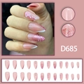 Faux ongles amande roses avec french manucure, paillettes étoiles et strass - Style Français Étoile Rose (D685)