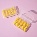 Detailed view of 24 yellow tree-shaped silicone earplugs in two clear storage boxes - Yellow (5 Pairs)