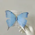 Detail of 15cm fairy blue gradient tulle butterfly hair clip with pearl accents - With Hair Clip / Lake Blue 15CM