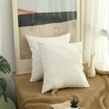 Set of two white corduroy throw pillow covers in a minimalist soft plush square design - 50x50cm (Cover Only) / White