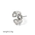 8mm silver woven stainless steel open ring with interlocking braided texture, 2.6g weight - Adjustable Open / Metal Woven Style (HF-J1343-S)