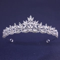 Eleganter silberner Blatt-Hochzeitkronen-Haarschmuck mit funkelnden Strasssteinen - Silber