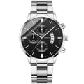 Orologio al quarzo minimalista da uomo con cinturino in acciaio argento e quadrante nero - Acciaio Cassa Argentata Quadrante Nero