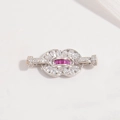 Detailed close-up of S925 sterling silver figure-8 clasp with purple zircon stones - Style B: White Gold Rose Red Clasp