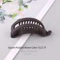 Matte dark purple banana hair clip for ponytail styling in an 8x2cm square design - Square / Dark Purple